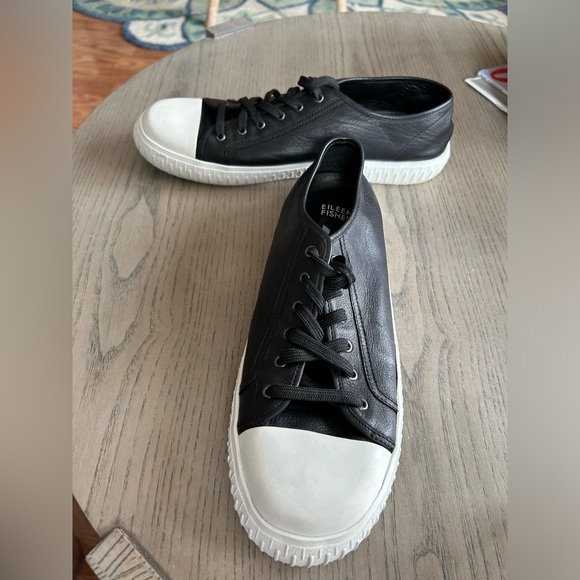 EILEEN FISHER Nod Black Leather Sneakers - Picture 7 of 11